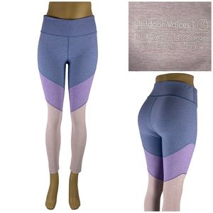 Outdoor Voices Womens Medium Leggings 7/8 Three Tone Heather Pink Blue EUC